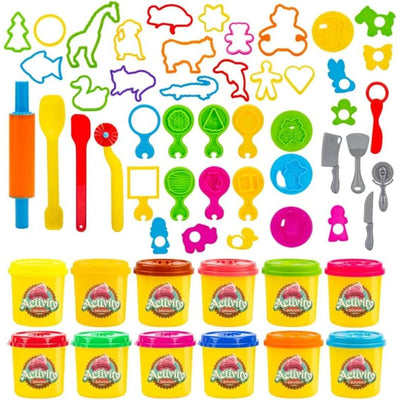 Set plastilina Educativa LUDIRO, 12 Culori, 45 Piese, Forme Animale, Unelte si Culori Vesele, Joaca Creativa, Sigura si Fara Ecrane pentru Copii peste 3 Ani, Acasa sau la Gradinita - LUDIRO