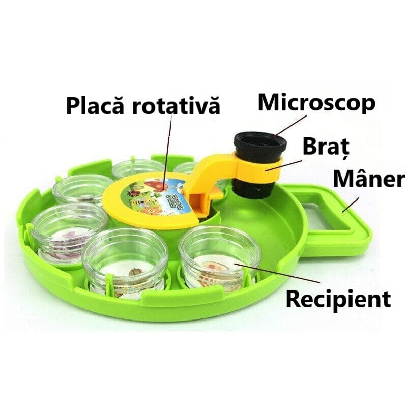 Resigilat - Set Educativ, Microscop Detasabil, Observator de Insecte, 6 Recipiente, Placa Rotativa, 22.5x18.5x6 Cm, + 8 Ani - LUDIRO