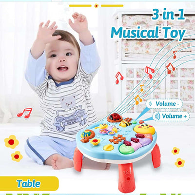 Jucarie Interactiva Bebelusi 3 in 1, Lumini si Sunete, Educativa, Multiple Activitati, Cu Picioare si Sistem de Agatare, 26.5x27.5x17 Cm, + 1 An - LUDIRO