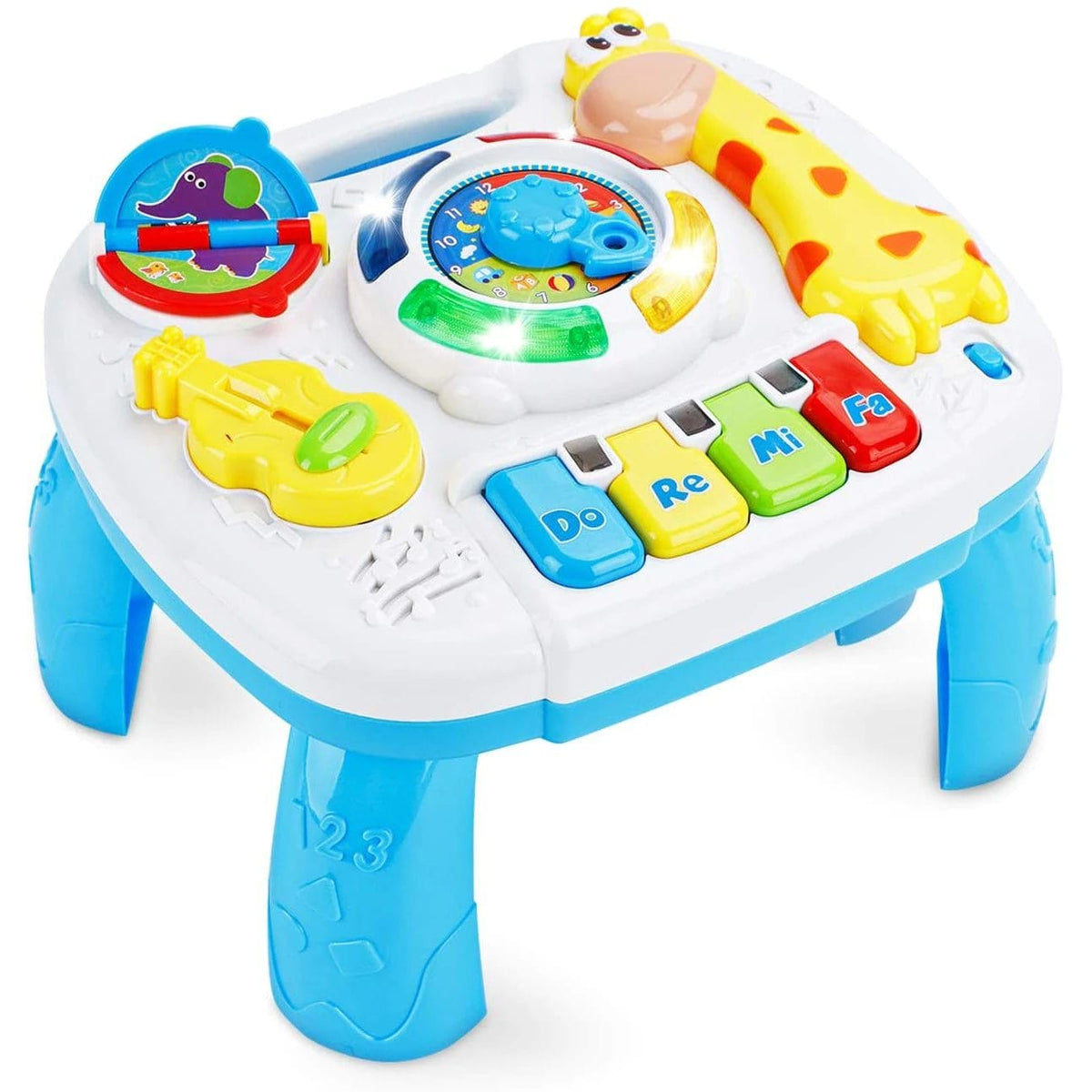 Masuta de Activitati pentru Bebelusi, Centru Multifunctional cu Pian, Lumini si Sunete, Girafa, Cadoul Ideal pentru Baieti si Fete, +1 An, Multicolor - LUDIRO