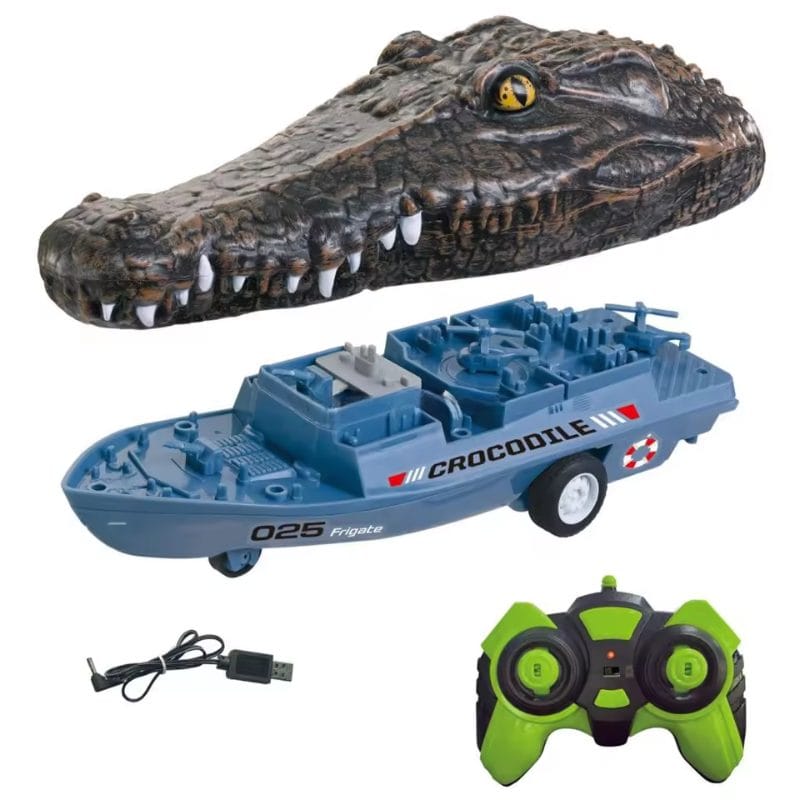 Resigilat - Jucarie RC Barca Crocodil 4 in 1, Viteza Mare, 2.4GHz, Design Realist Crocodil, Control de la Distanta, Distractie si Aventura pe Apa, + 14 Ani - LUDIRO