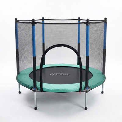 Trambulină pentru Copii 140 Cm cu Plasă de Protecție, Interior și Exterior, 1–6 ani, Montaj cu Buton de Blocare, Certificare de Siguranta, Verde Albastru - LUDIRO