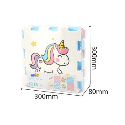 Covor Puzzle copii LUDIRO, 8 Piese Unicorni 30x30 Cm, Saltea Joaca din Spuma EVA Antiderapanta - LUDIRO