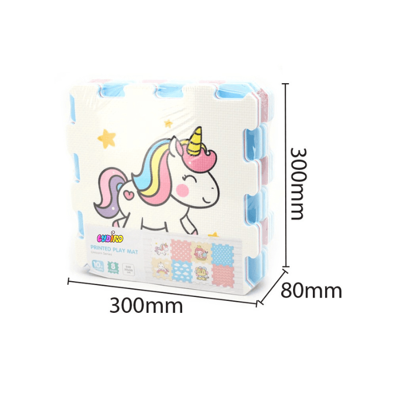 Covor Puzzle copii LUDIRO, 8 Piese Unicorni 30x30 Cm, Saltea Joaca din Spuma EVA Antiderapanta - LUDIRO