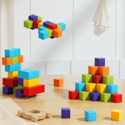 Set Cuburi Magnetice Educative 3D Ludiro, 48 Piese pentru Creativitate, Logica si Dezvoltare STEM - LUDIRO
