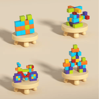 Set Cuburi Magnetice Educative 3D Ludiro, 48 Piese pentru Creativitate, Logica si Dezvoltare STEM - LUDIRO