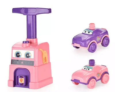 Set Interactiv Lansator Masinute cu Baloane, 2 Masinute, 8 Baloane Incluse, 29.8x28.2x12 Cm, Margini Rotunjite, Pompa Manuala, Inel de Etansare, Roz, + 3 Ani - LUDIRO