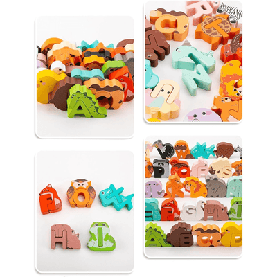 Set Alfabet Creativ din Lemn Ludiro, Litere cu Animale Montessori, Educatie prin Joaca, + 3 Ani - LUDIRO