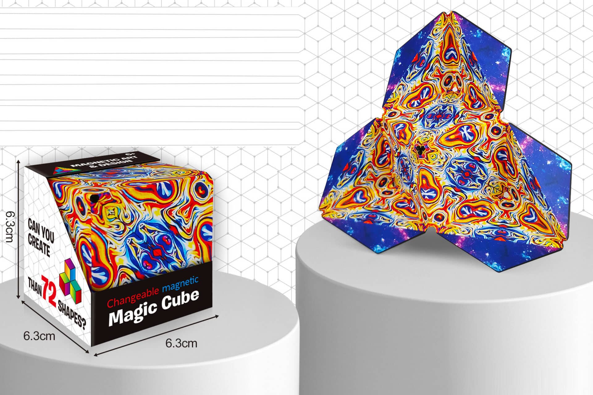 Jucarie Interactiva Cubul Magic, Puzzle 3D, 72 de Forme, 6.3x6.3x6.3 Cm, Multicolor, + 6 Ani - LUDIRO