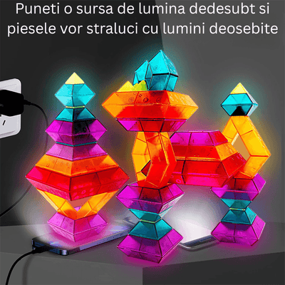 Set 30 Piese Colorate de Stivuit pentru Copii, Jucarie Educationala STEM, Usor de Apucat - LUDIRO