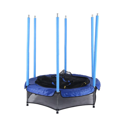 Resigilat - Trambulina pentru Copii LUDIRO, Diametru 140 Cm, Inaltime 160 Cm, Cu Plasa de Siguranta, Suporta 100 kg, Interior sau Exterior, Pentru Dezvoltarea Echilibrului, Albastra, + 3 Ani - LUDIRO