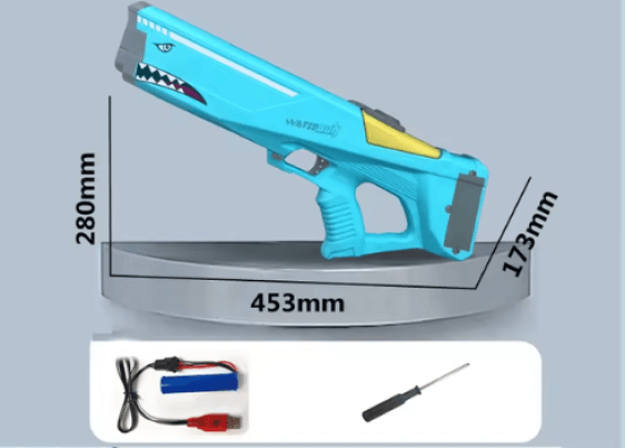Resigilat - Pistol cu Apa Electric, Distanta Tragere 12m, Rezervor 550ml, Acumulator cu Incarcare USB, Albastru, 45.3x28x17.3 Cm, + 3 Ani - LUDIRO