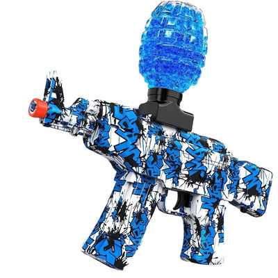 Resigilat - Pusca Automata de Jucarie, 5000 Bile din Gel 7-8 Mm, AK47, Albastru Alb, Ochelari de Protectie, Acumulator cu Incarcare USB, 31X7X28 Cm, + 14 Ani - LUDIRO