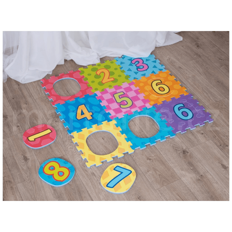 Covor Puzzle LUDIRO cu cifre 1-9, 9 piese EVA, grosime 10 mm, Suprafata Totala 89x89 Cm, Joaca Educativa si Sigura pentru Copii 10 Luni+ - LUDIRO