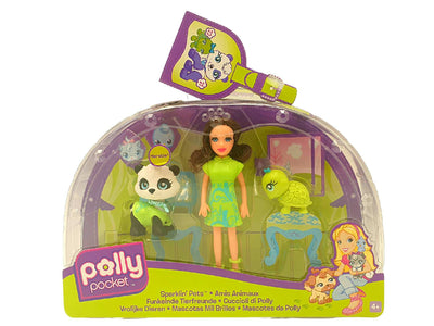 Set Polly Pocket Papusa si 2 Animalute, Colectia Sparklin` Pets, Kerstie, + 4 ani - LUDIRO