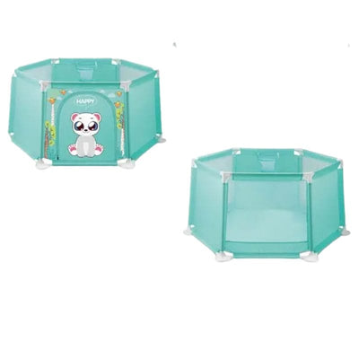 Resigilat - Tarc de Joaca Hexagonal 74x65x65 Cm cu 50 de Bile Multicolore Incluse, Locul Perfect pentru Siguranta, Dezvoltarea si Distractia Copilului, Ideal pentru Utilizare Acasa, In Aer Liber sau in Deplasare, Verde, Utility One - LUDIRO