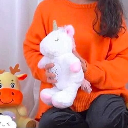 Jucarie de Plus, Unicorn, Efecte de Proiectie, Lumini si Sunete pentru Bebelusi, Diferite Functii, 31 Cm, + 0 Luni - LUDIRO