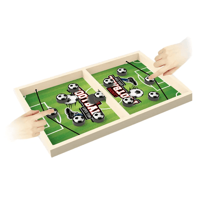 Set Tabla Joc de Fotbal de Lemn cu Elastic, 10 Piese, 2 Jucatori, Joc de Dexteritate, 36x23x3 Cm, + 3 Ani - LUDIRO