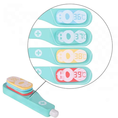 Trusa Medicala din Lemn, Accesorii Dentare, Termometru, Stetoscop, Seringa, Mulaj Dentar, Set Creativ si Interactiv, Geanta Depozitare, Rosu, + 3 Ani - LUDIRO
