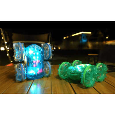 Masinuta RC Amfibie pentru Copii Ludiro, Rotire 360°, Lumini LED, Acumulator USB, Merge si pe Apa si Uscat, Verde, + 5 Ani - LUDIRO