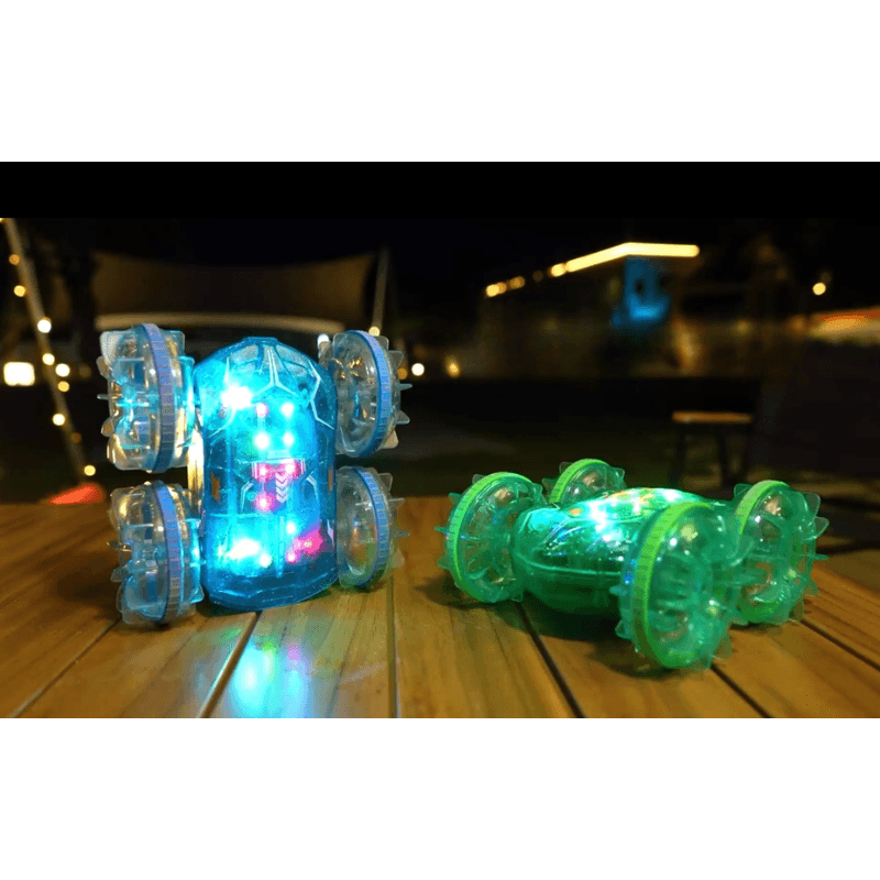 Masinuta RC Amfibie pentru Copii Ludiro, Rotire 360°, Lumini LED, Acumulator USB, Merge si pe Apa si Uscat, Verde, + 5 Ani - LUDIRO