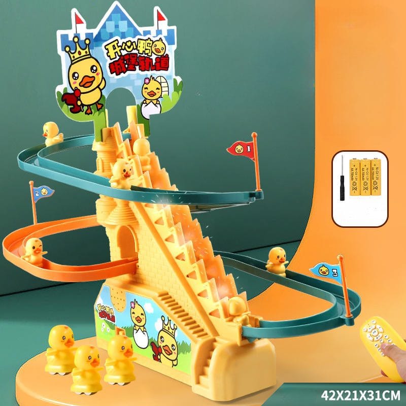 Resigilat - Tobogan pentru Ratuste, Lumini si Sunete Interactive, 3 Ratuste, 42x21x31 Cm, Cu Telecomanda, Galben, + 3 Ani - LUDIRO