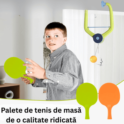 Set de Joaca Ping Pong cu Prindere pe Tocul Usii cu Palete,Bile si Sistem Automat de Retur al Mingii - LUDIRO