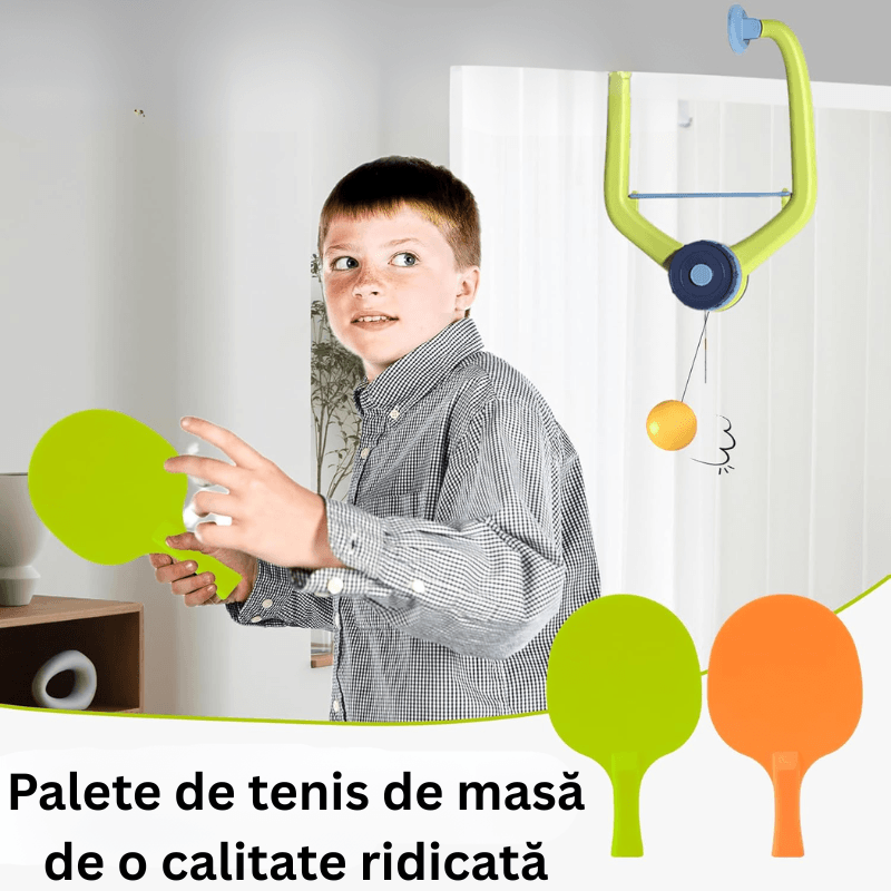 Set de Joaca Ping Pong cu Prindere pe Tocul Usii cu Palete,Bile si Sistem Automat de Retur al Mingii - LUDIRO
