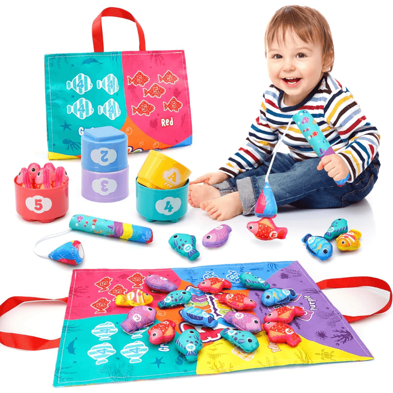 Set Pescuit Educativ cu 22 accesorii, Invatare prin Joaca, Culori, Forme, Numere, Litere - LUDIRO