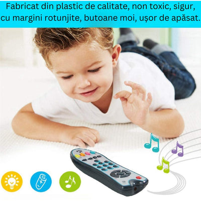 Jucarie Interactiva Telecomanda cu Sunete si Lumini, Invatarea Formelor si a Cifrelor, + 6 Luni, 18x5x3 Cm - LUDIRO