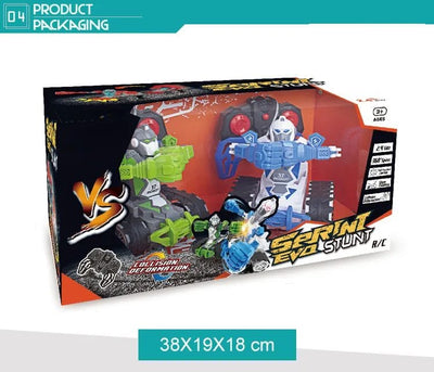 Set 2 Roboti Razboinici, Telecomanda RC, Deplasare pe Senile, Incarcare USB, Cap Detasabil in Lupta, Rotire 360 Grade, 22.5x14x14 Cm, Culori Aleatorii, + 3 Ani, Utility One - LUDIRO