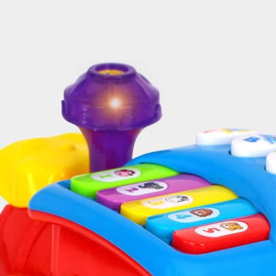 Trenulet de Jucarie Educativ cu Sunete si Lumini, Senzor de Impact, Functie Potrivire Forme, Rosu, 22x16x12 Cm, +18 Luni - LUDIRO