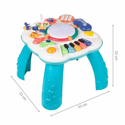 Jucarie Interactiva, Masuta cu Activitati, 8 Functii, Invata si Descopera Inteligent, 33x33x33 Cm, Alb Verde - LUDIRO