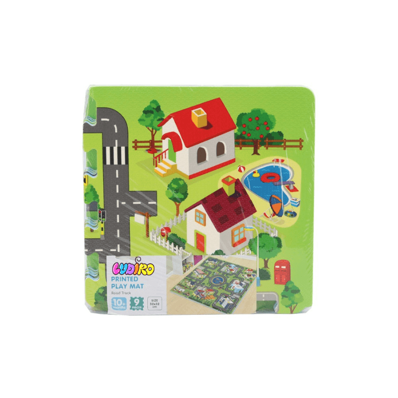 Covor Puzzle din Spuma EVA pentru Copii Ludiro, Set 9 Piese Educationale cu Harta Orasului - LUDIRO