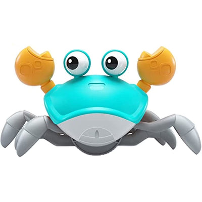 Resigilat - Jucarie Interactiva Bebelusi, Crab Care se Taraste, Muzica, Senzor de Obstacole, Stimuleaza Miscarea, Acumulator cu Incarcare USB, Albastru, 23x14x11 Cm, + 9 Luni - LUDIRO
