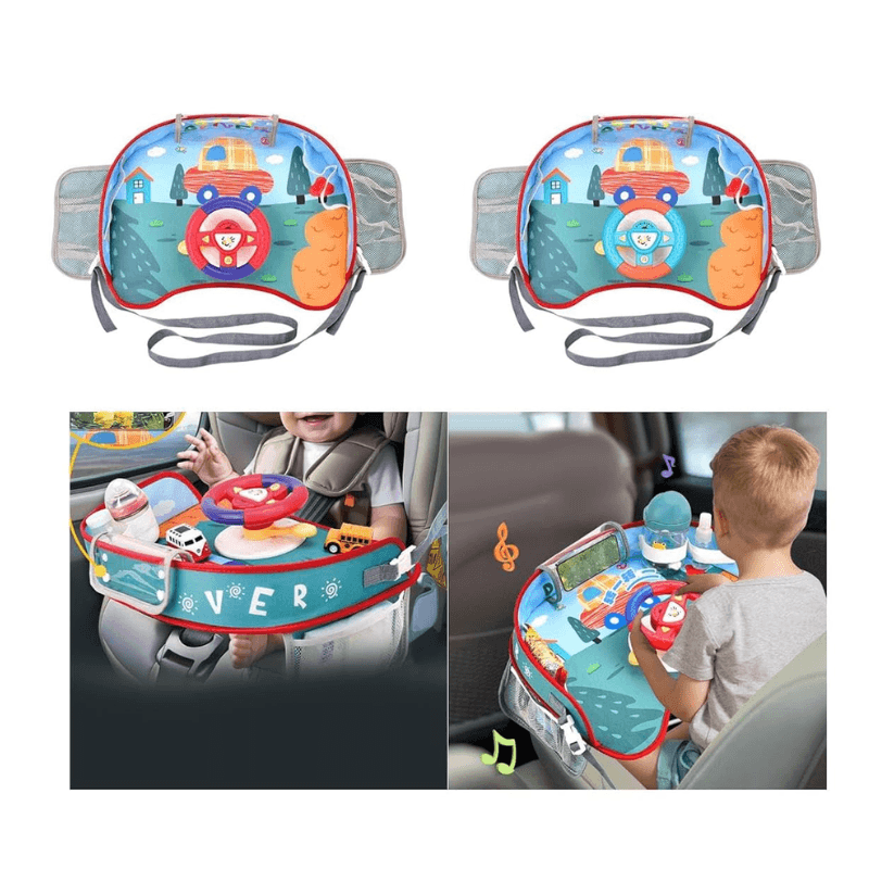 Masuta Auto cu Volan Interactiv pentru Copii Ludiro, Accesorii depozitare, Distractie si Ordine in Calatorii, + 18 Luni - LUDIRO