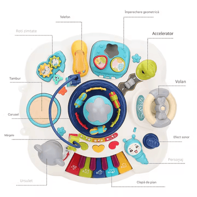 Masuta Educativa Interactiva 10 in 1 LUDIRO, Activitati Muzicale, Pian si Toba, Turcoaz - LUDIRO