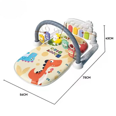 Centru de Activitati pentru Bebelusi cu Dinozauri Simpatici, 75x56x43 Cm, Covoras Interactiv 5 in 1 cu Pian, Jucarii Detasabile, Sunete Muzicale, Lumina Delicata si Design Educational, + 0 Luni - LUDIRO