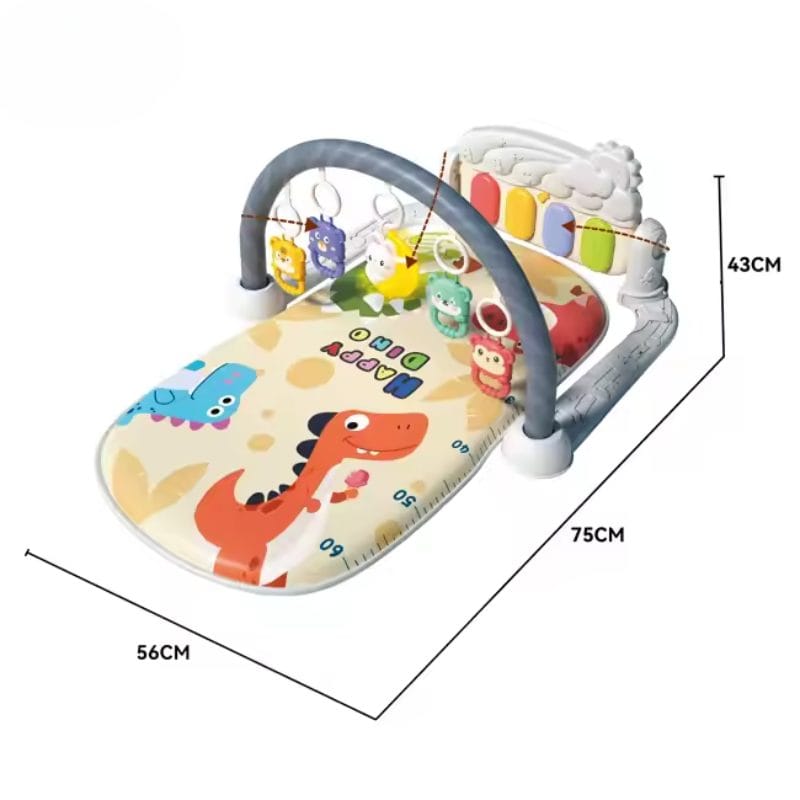 Centru de Activitati pentru Bebelusi cu Dinozauri Simpatici, 75x56x43 Cm, Covoras Interactiv 5 in 1 cu Pian, Jucarii Detasabile, Sunete Muzicale, Lumina Delicata si Design Educational, + 0 Luni - LUDIRO