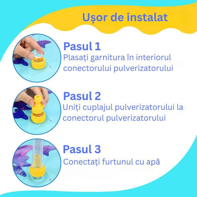 Covoras cu Apa pentru Joaca LUDIRO, Diametru 170 Cm, Fantana Arteziana Interactiva cu Animalute, Unicorn si Delfini, Joaca Distractiva si Educativa in Gradina pentru Copii, 1-6 Ani - LUDIRO