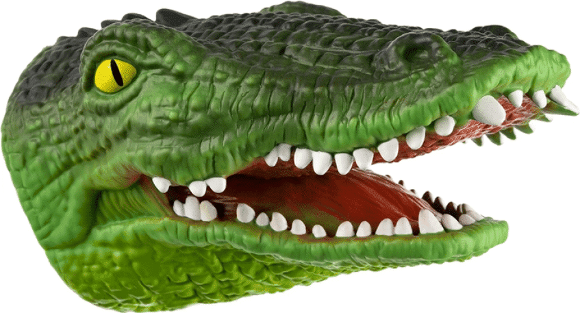 Jucarie Interactiva de Mana, Crocodil, Cauciuc, 15.5x11.5x8.5 cm, + 3 Ani - LUDIRO