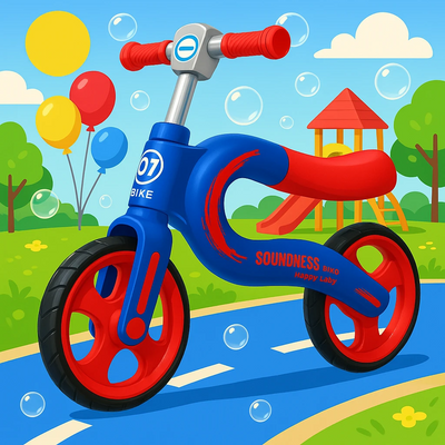 Resigilat - Bicicleta de Echilibru pentru Copii LUDIRO, 2-5 Ani, Cadru Usor, Roti din Cauciuc, Maner Antialunecare, Sa Ergonomica, 70x53 Cm, Albastru Rosu - LUDIRO