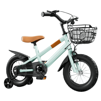 Bicicleta pentru Copii Ludiro 16 Inch, Diametru Roti 40 Cm, cu Frane Fata-Spate, Roti Ajutatoare, Cauciucuri Anti-Alunecare si Cadru din Otel, Cos Metalic, Ideala pentru Copii de 4-7 Ani, Turcoaz - LUDIRO