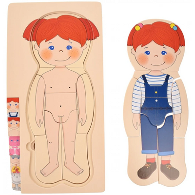 Puzzle Corpul Uman – Fetița, 5 Straturi, 28 Piese din Lemn, 3+ Ani - LUDIRO