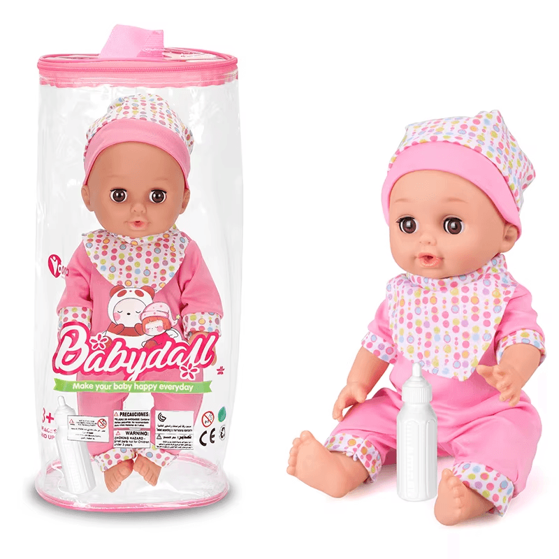 Papusa Bebelus 30 Cm Ludiro, 12 Sunete, Vorbeste, Bea Apa si Face Pipi, Cu Biberon, + 3 Ani - LUDIRO