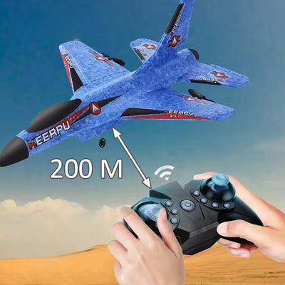 Avion RC din Spuma cu Telecomanda, Rezistent la Impact, Incarcator USB, LED, Control de la distanta 200 metri, Jucarie pentru Copii si Adulti, + 10 Ani - LUDIRO