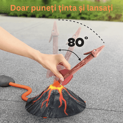 Set Rachete Dinozaur cu Lansator Vulcan LUDIRO, 3 Rachete din Spuma, Lansare pana la 30 Metri - LUDIRO