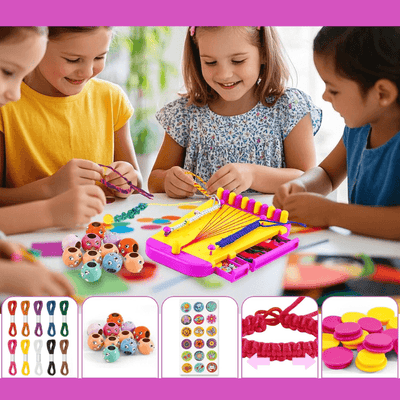 Set Creativ Bratarile Prieteniei 2 in 1 cu Razboi de Tesut, Margele, Fire si Accesorii Colorate, Ludiro, +6 Ani - LUDIRO