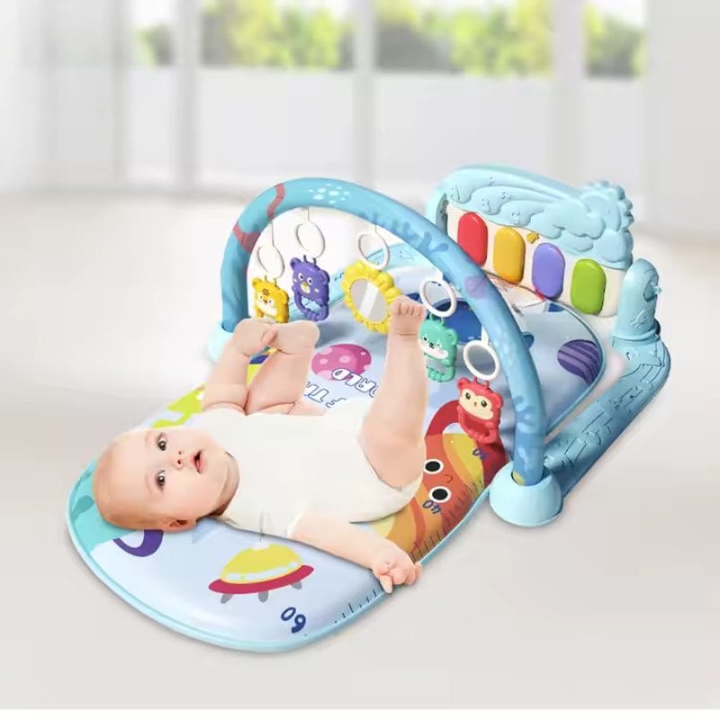 Resigilat - Centru de Activitati pentru Bebelusi cu Modele Simpatice, 75x56x43 Cm, Covoras Interactiv 5 in 1 cu Pian, Jucarii Detasabile, Sunete Muzicale, Lumina Delicata si Design Educational, Stimulare Cognitiva, + 0 Luni, Utility One - LUDIRO