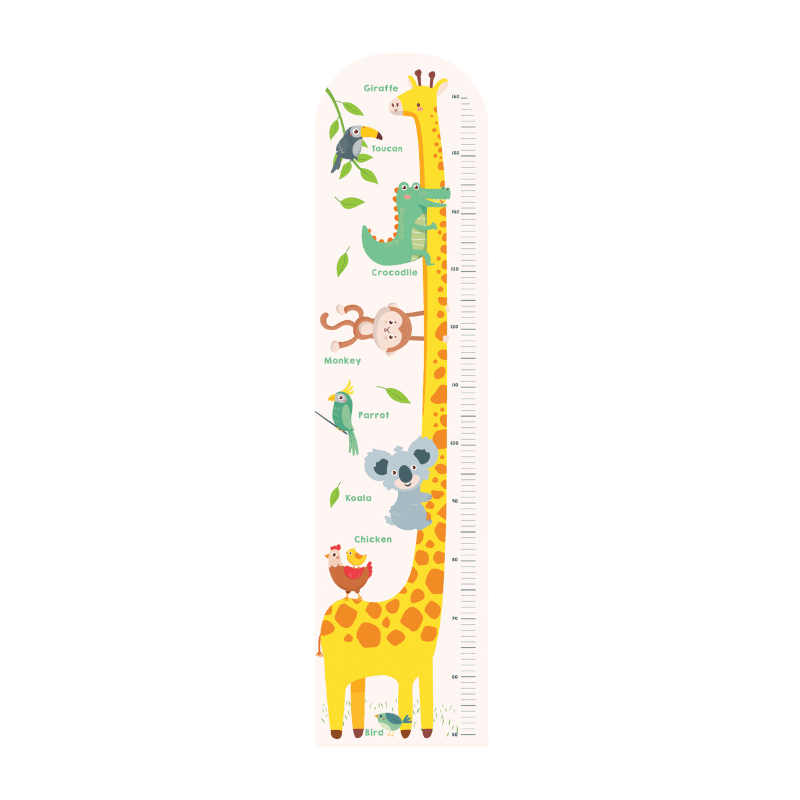 Rigla de Crestere Copii Ludiro, Design cu Girafa &amp; Animale Safari, Non-toxic, Autoadeziv, 123×30 Cm - LUDIRO